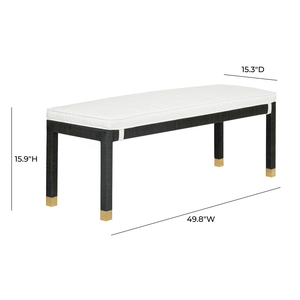 Amara 50" Woven Rattan Performance Fabric Bench