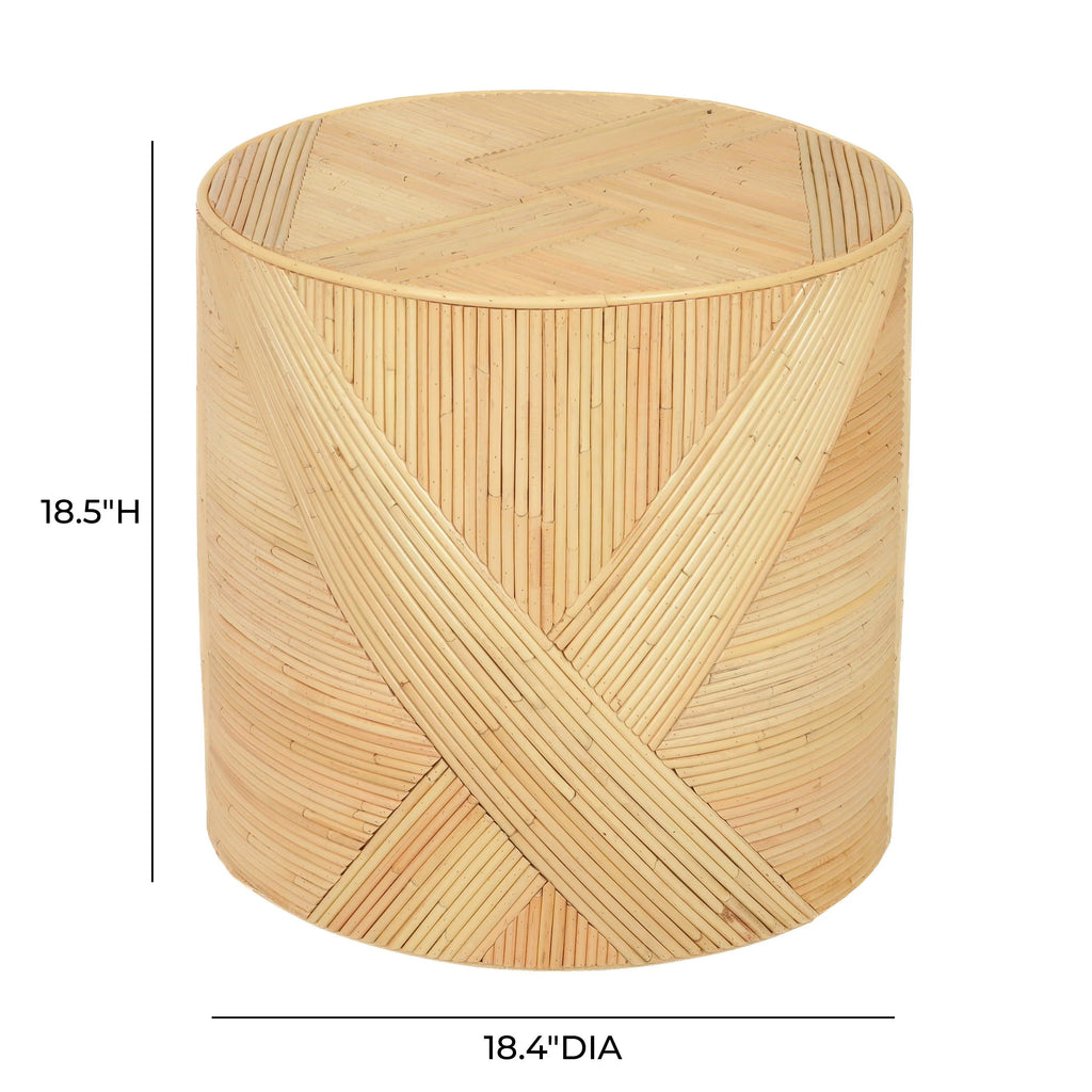Matea Natural Rattan Cross Side Table