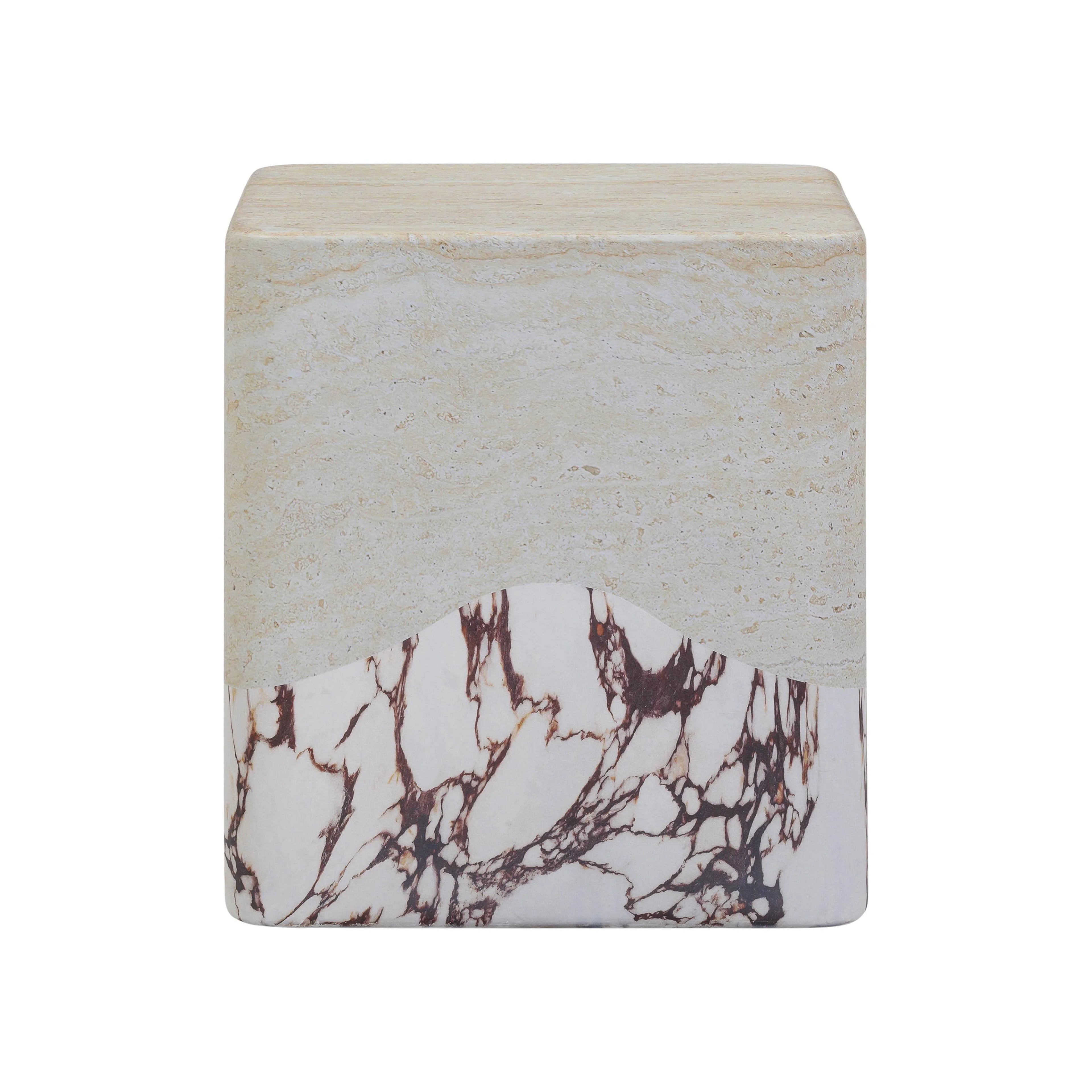 Brut Faux Travertine & Breccia Concrete Indoor/Outdoor Side Table