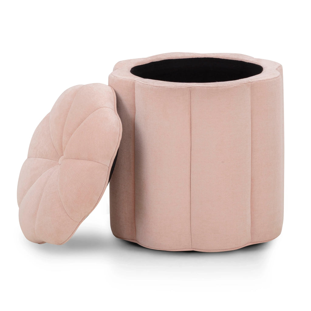 Fleur Textured Performance Velvet Storage Ottoman