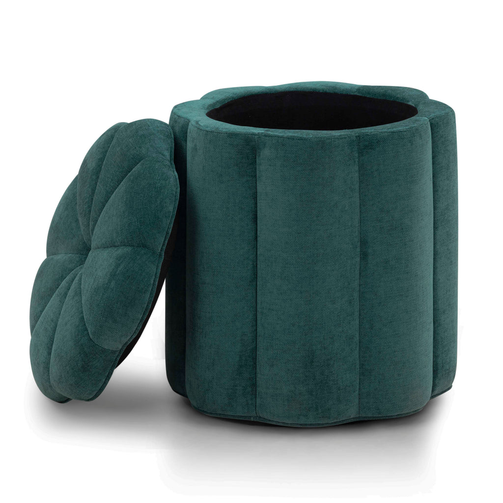 Fleur Textured Performance Velvet Storage Ottoman