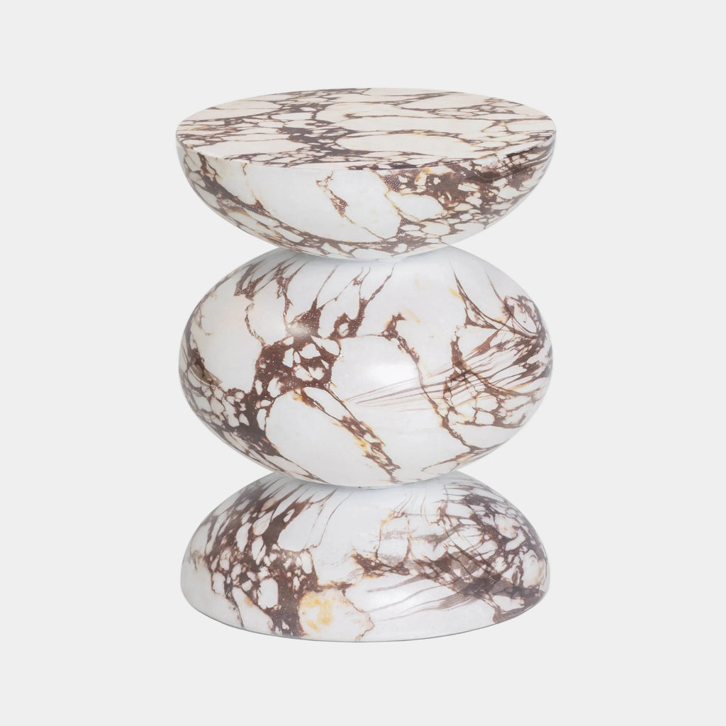 Pia Red Faux Marble Indoor/Outdoor Concrete Side Table