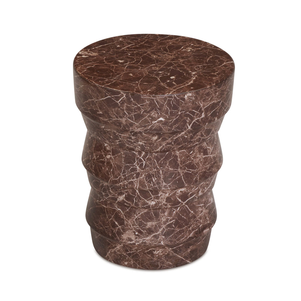 Ayon Faux Red Levanto Marble Indoor/Outdoor Concrete Side Table