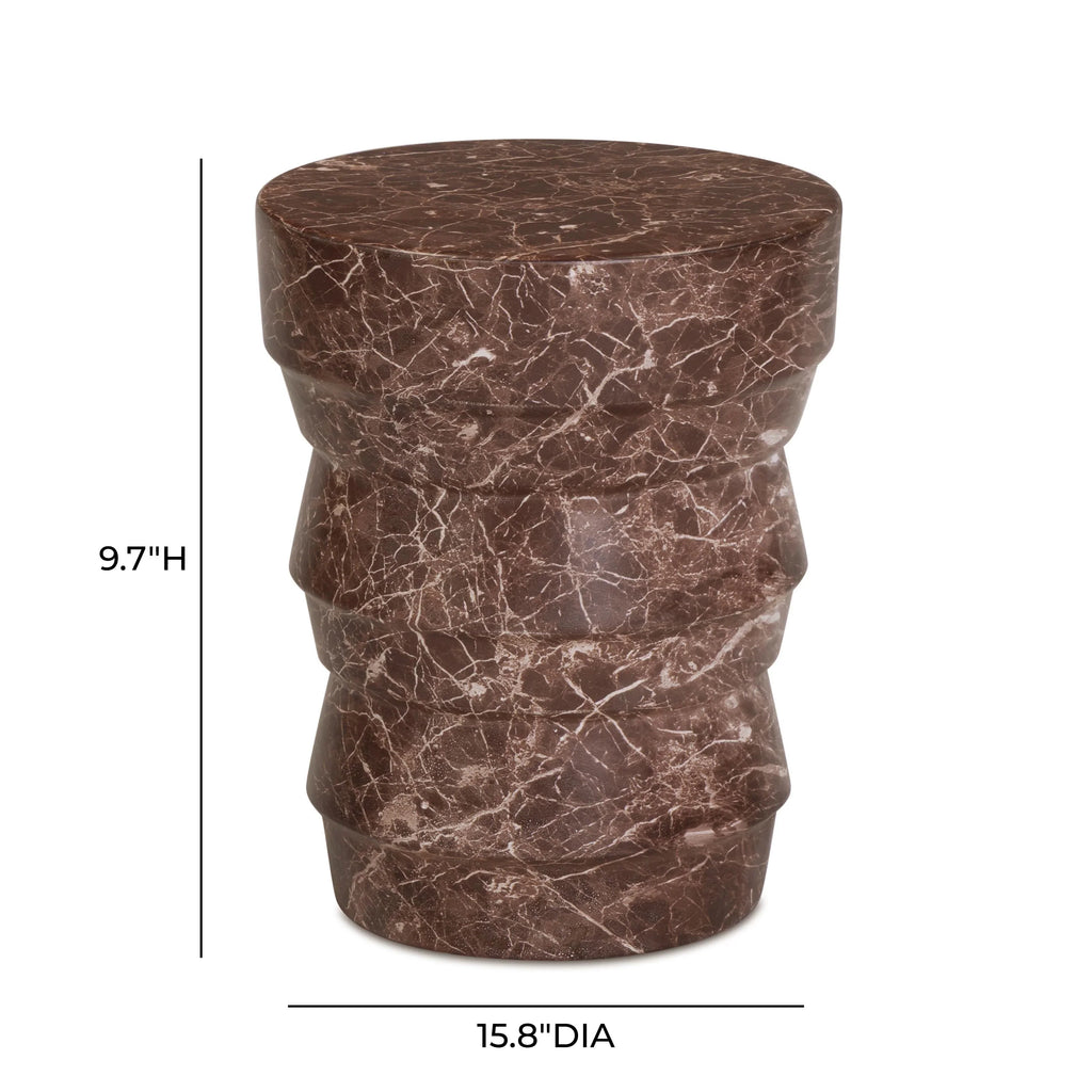 Ayon Faux Red Levanto Marble Indoor/Outdoor Concrete Side Table