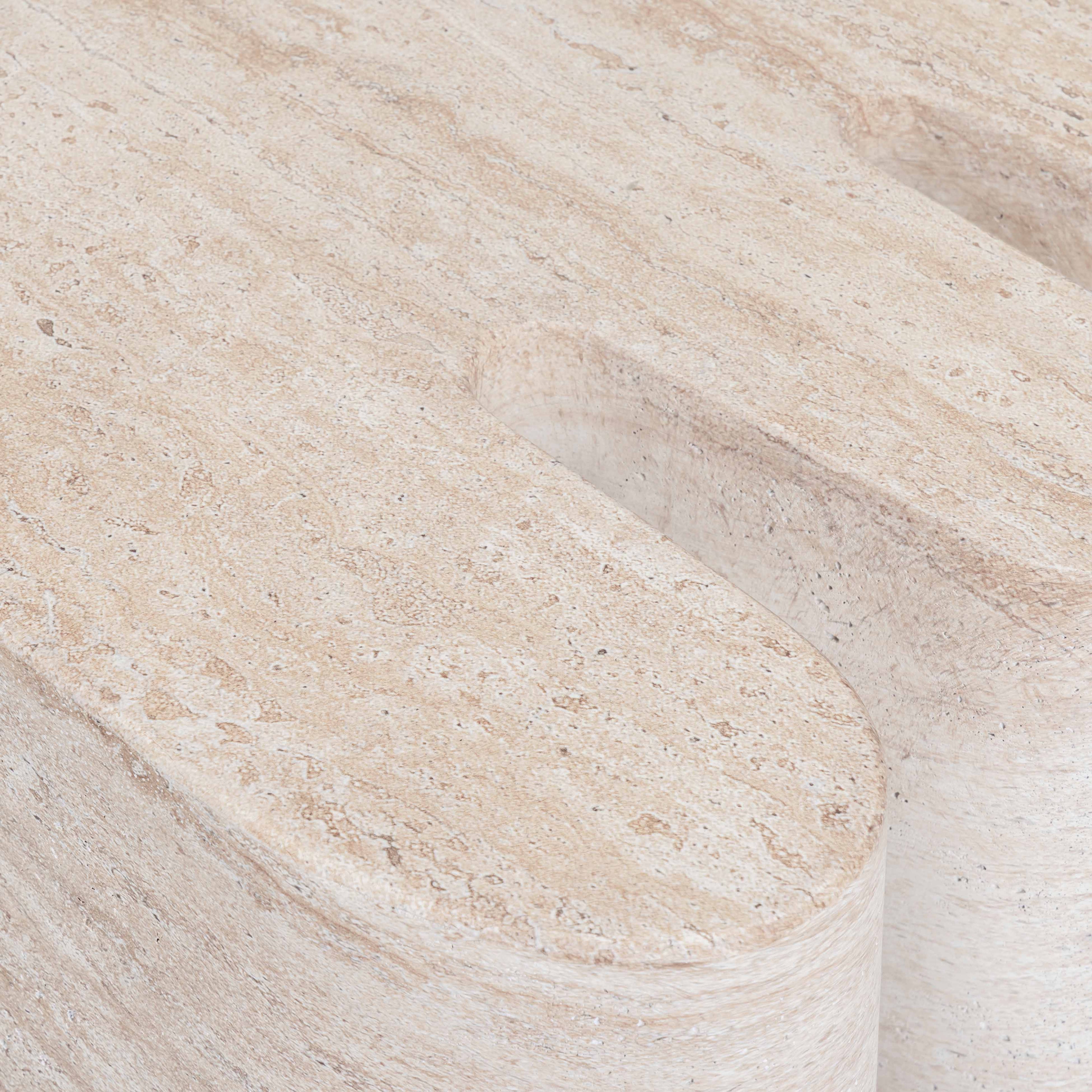 Thyme Faux Travertine Indoor/Outdoor Concrete Side Table