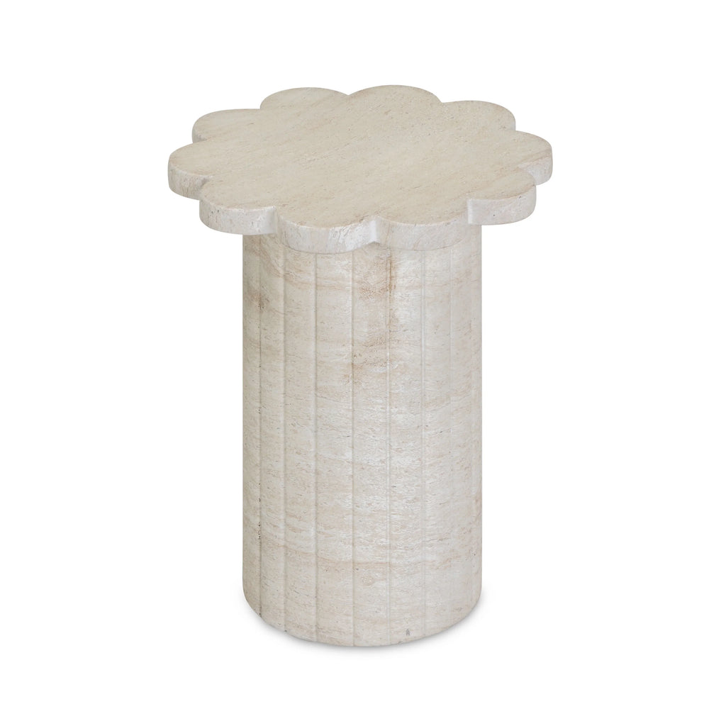 Blossom Faux Travertine Indoor/Outdoor Concrete Side Table