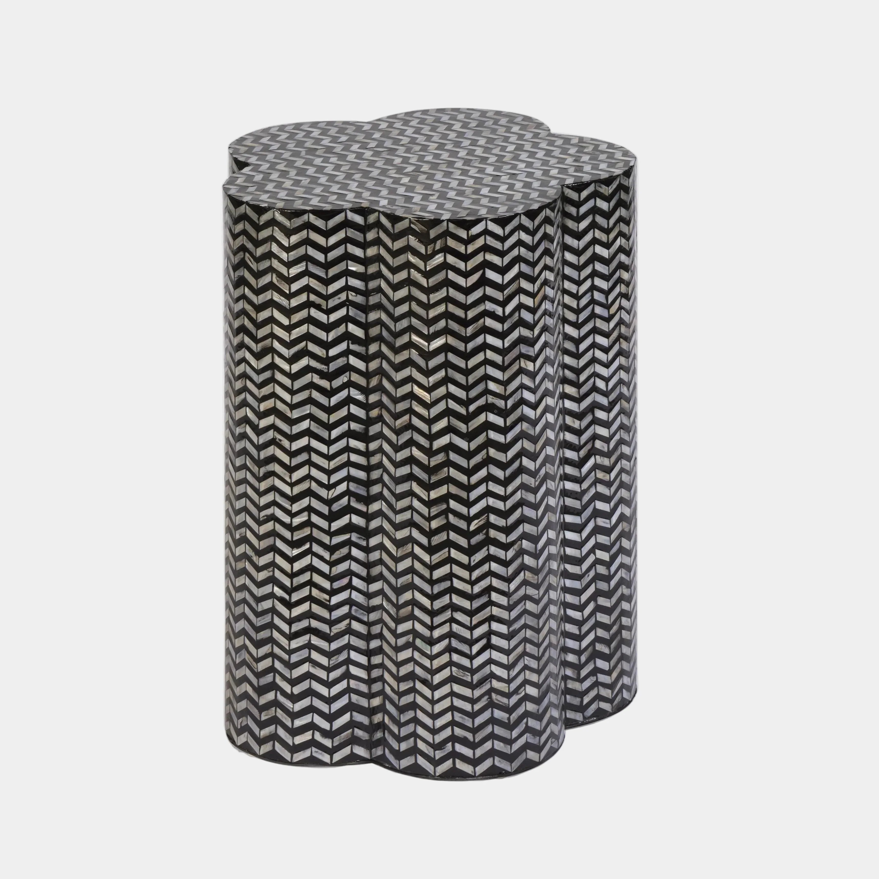 Truffle Black Mother of Pearl Shell Side Table