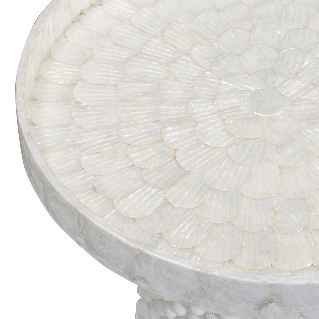 Coast Pearl White Seashell Round Side Table