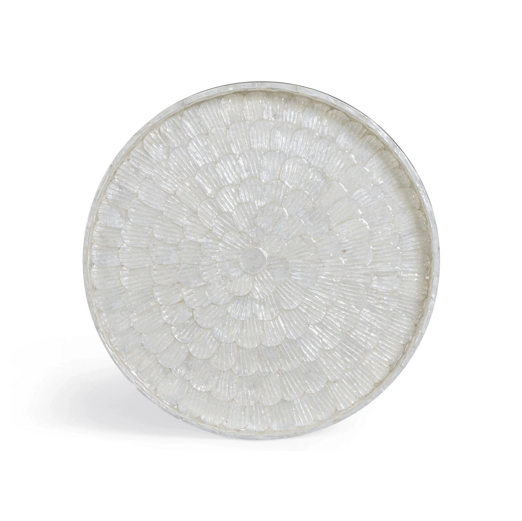 Coast Pearl White Seashell Round Side Table
