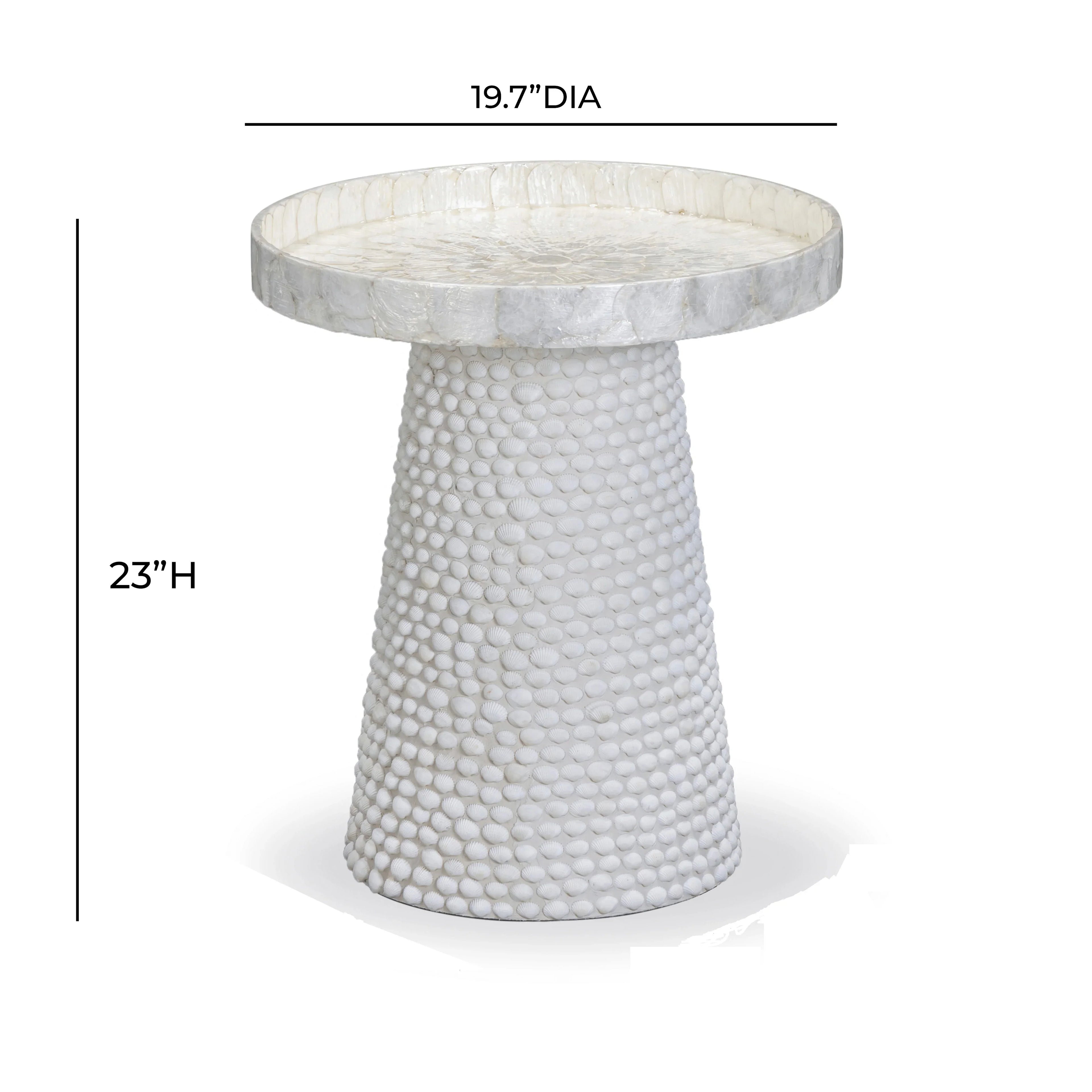 Coast Pearl White Seashell Round Side Table