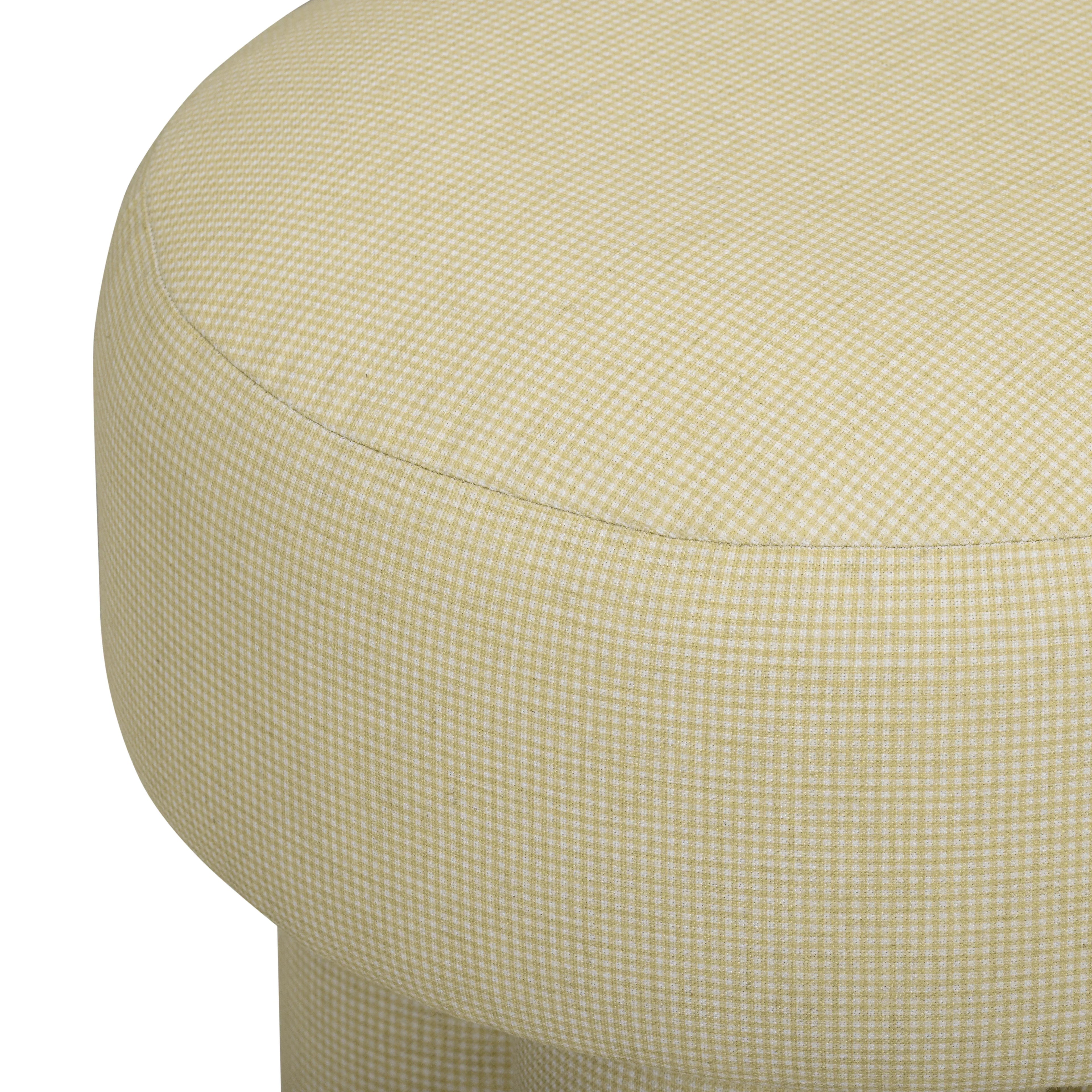 Masha Yellow Gingham Performance Linen Accent Stool