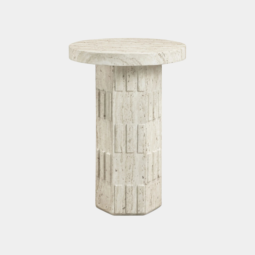 Asta Faux Travertine Indoor/Outdoor Concrete Side Table