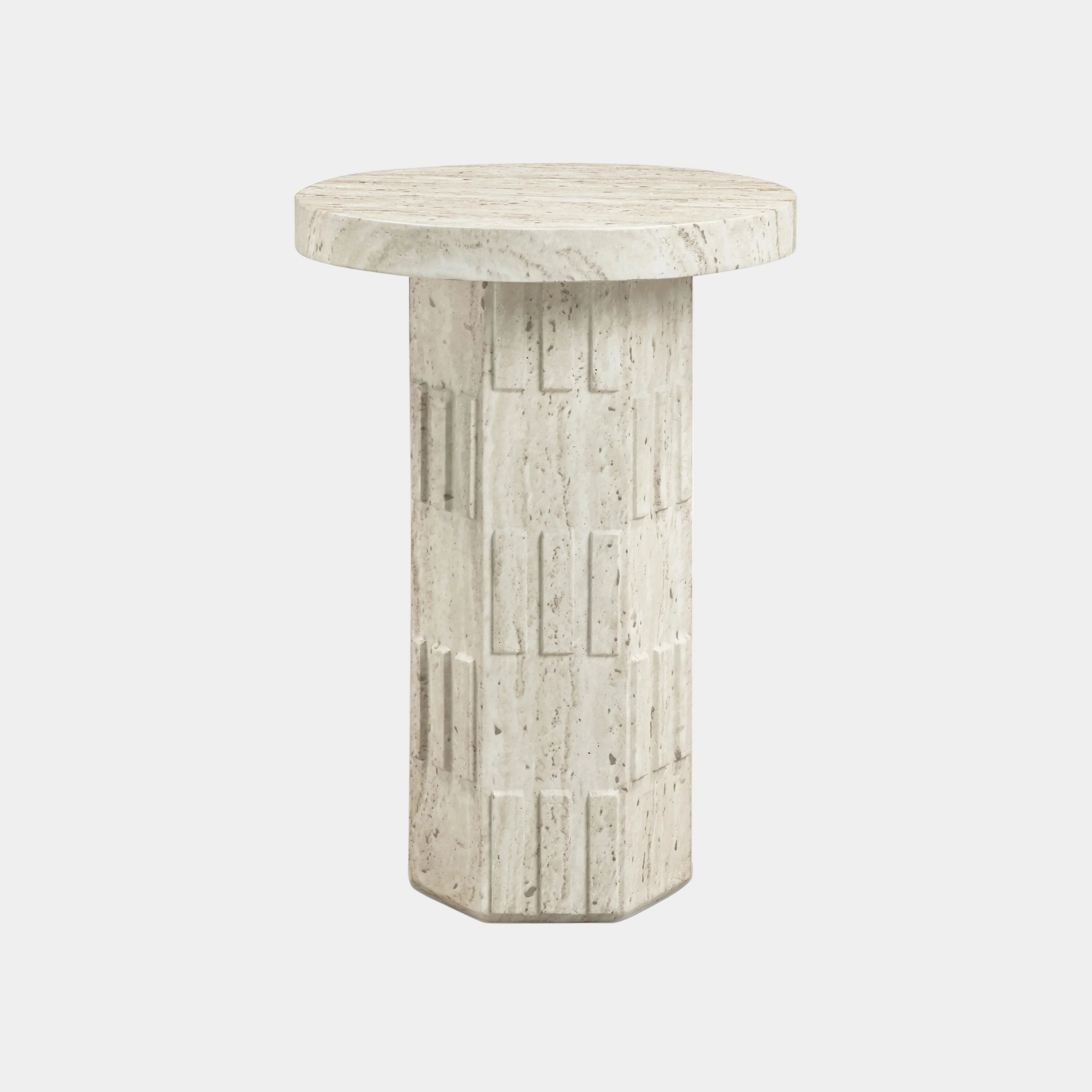 Asta Faux Travertine Indoor/Outdoor Concrete Side Table