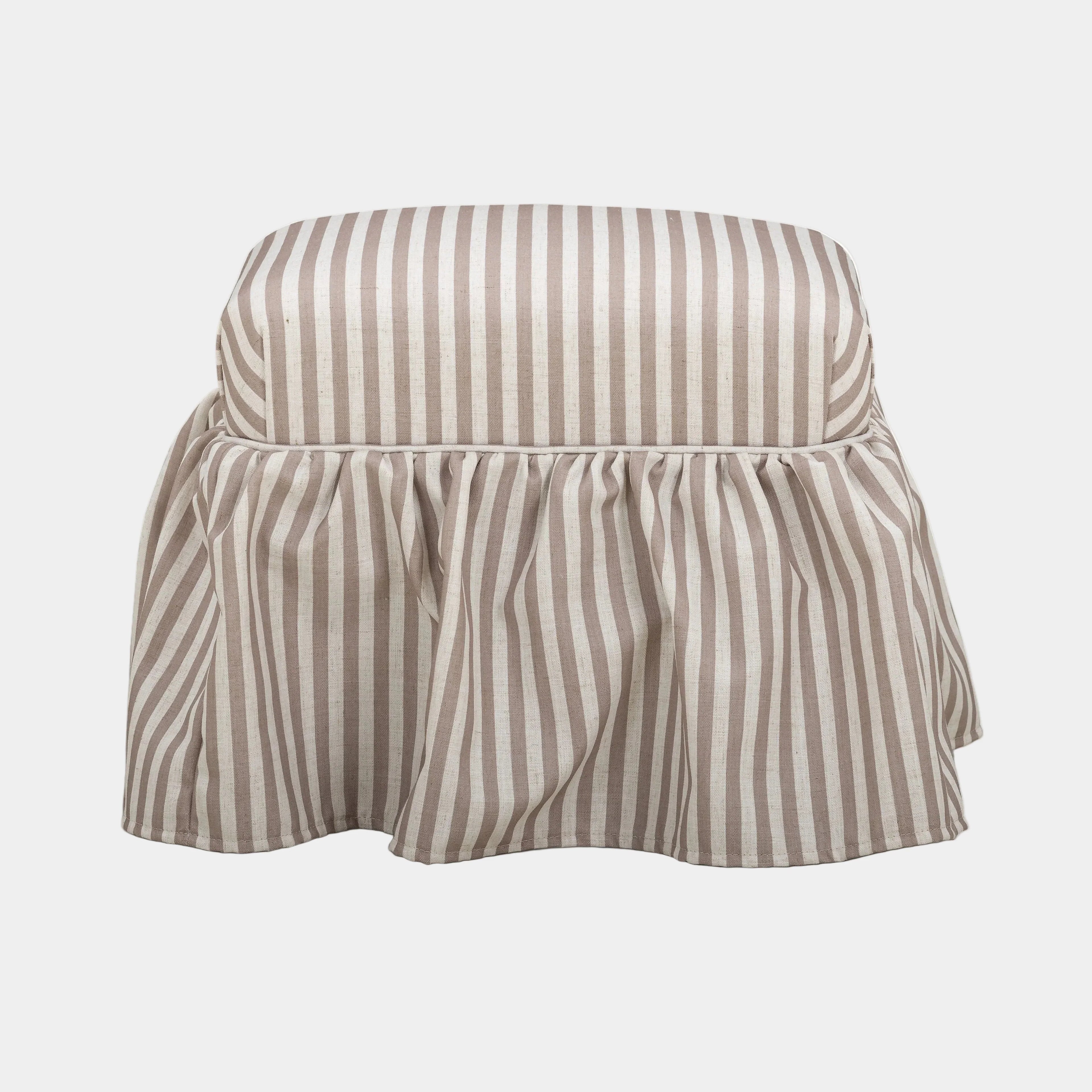 Gertrude Striped Performance Linen Skirted Ottoman