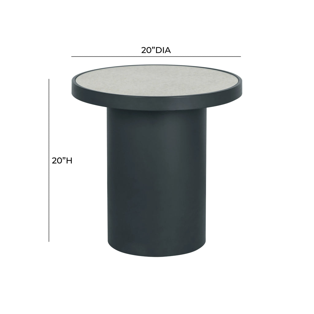 Nautilus Antique Silver Mirrored Round Side Table
