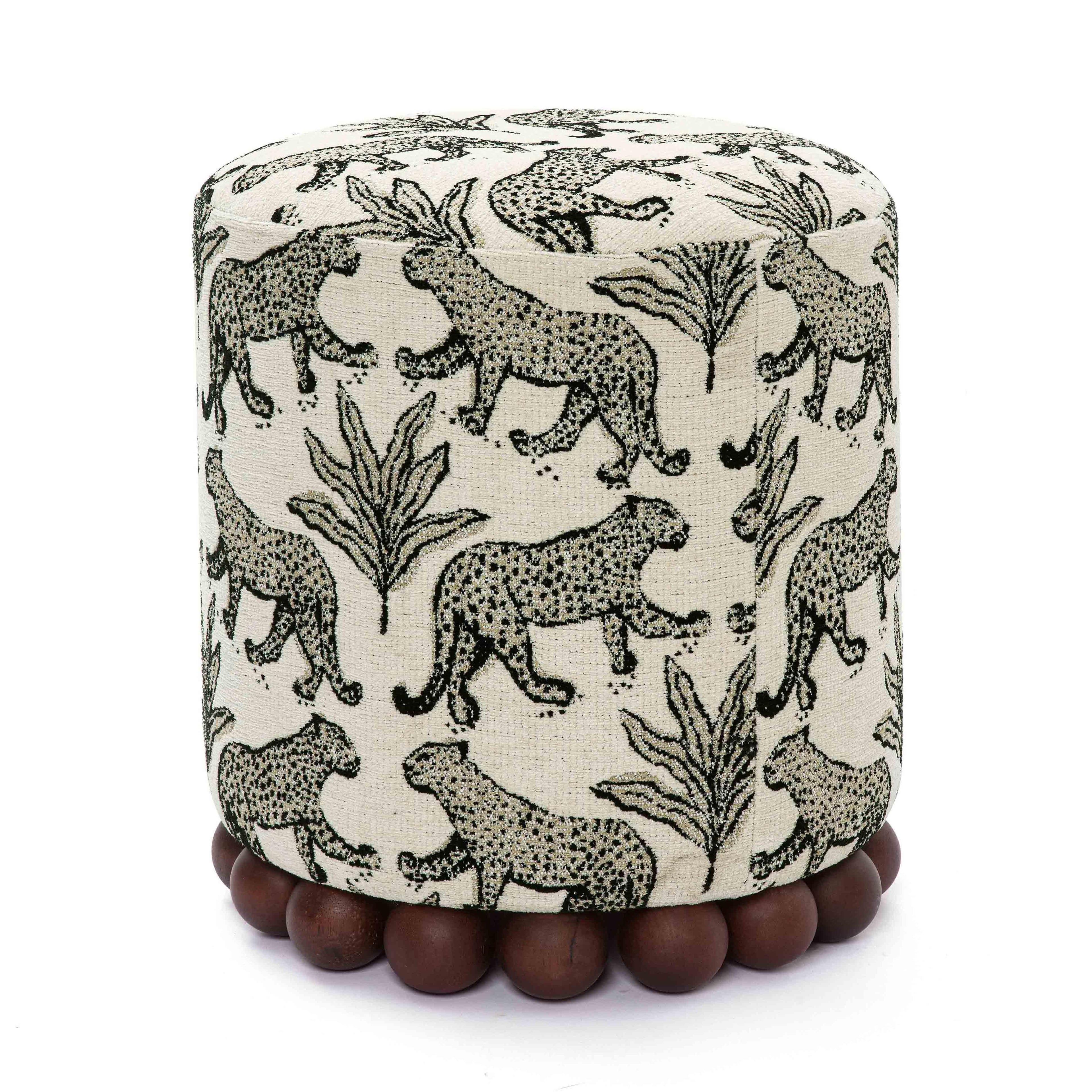 Dex Leopard Performance Jacquard Ottoman