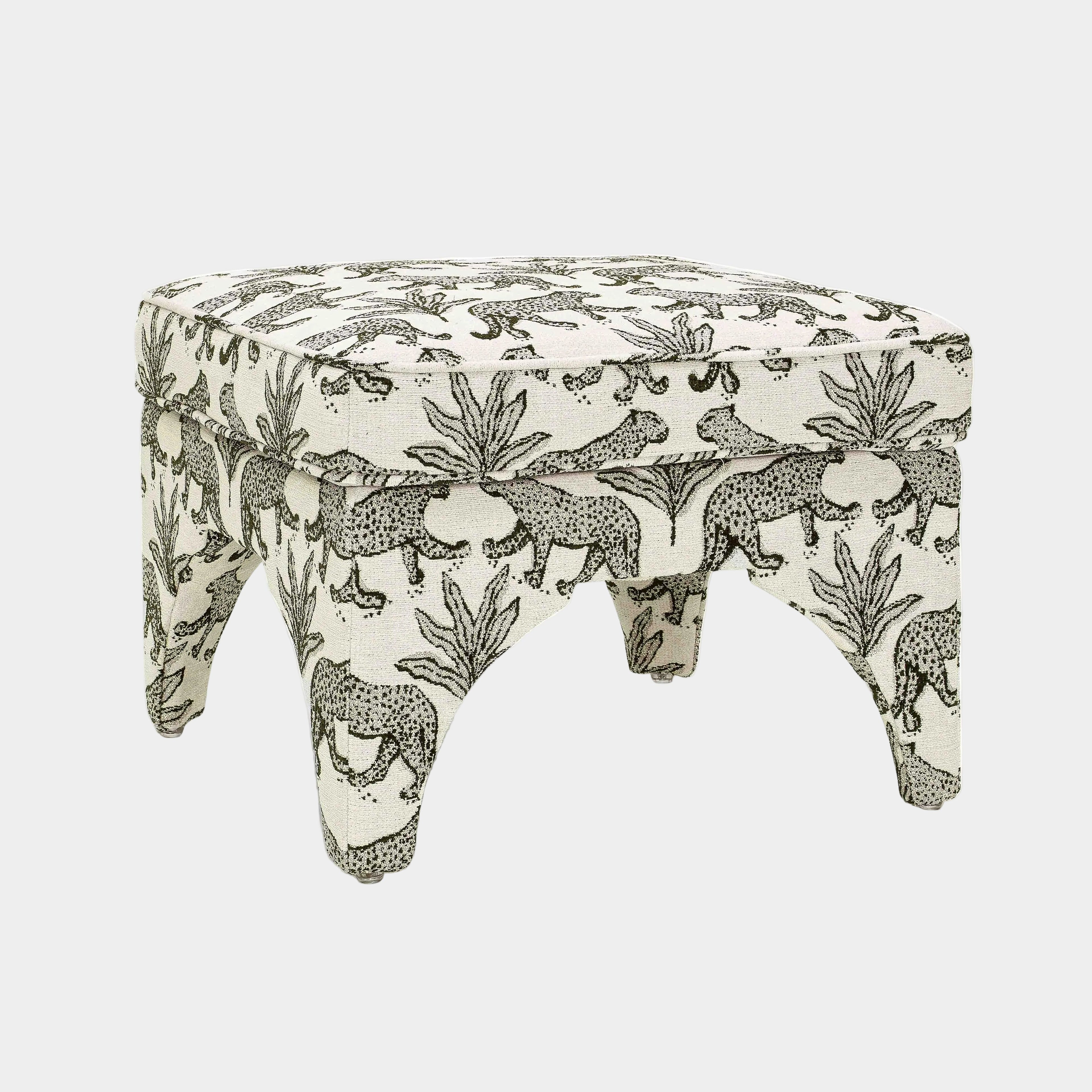 Raji Leopard Performance Jacquard Ottoman