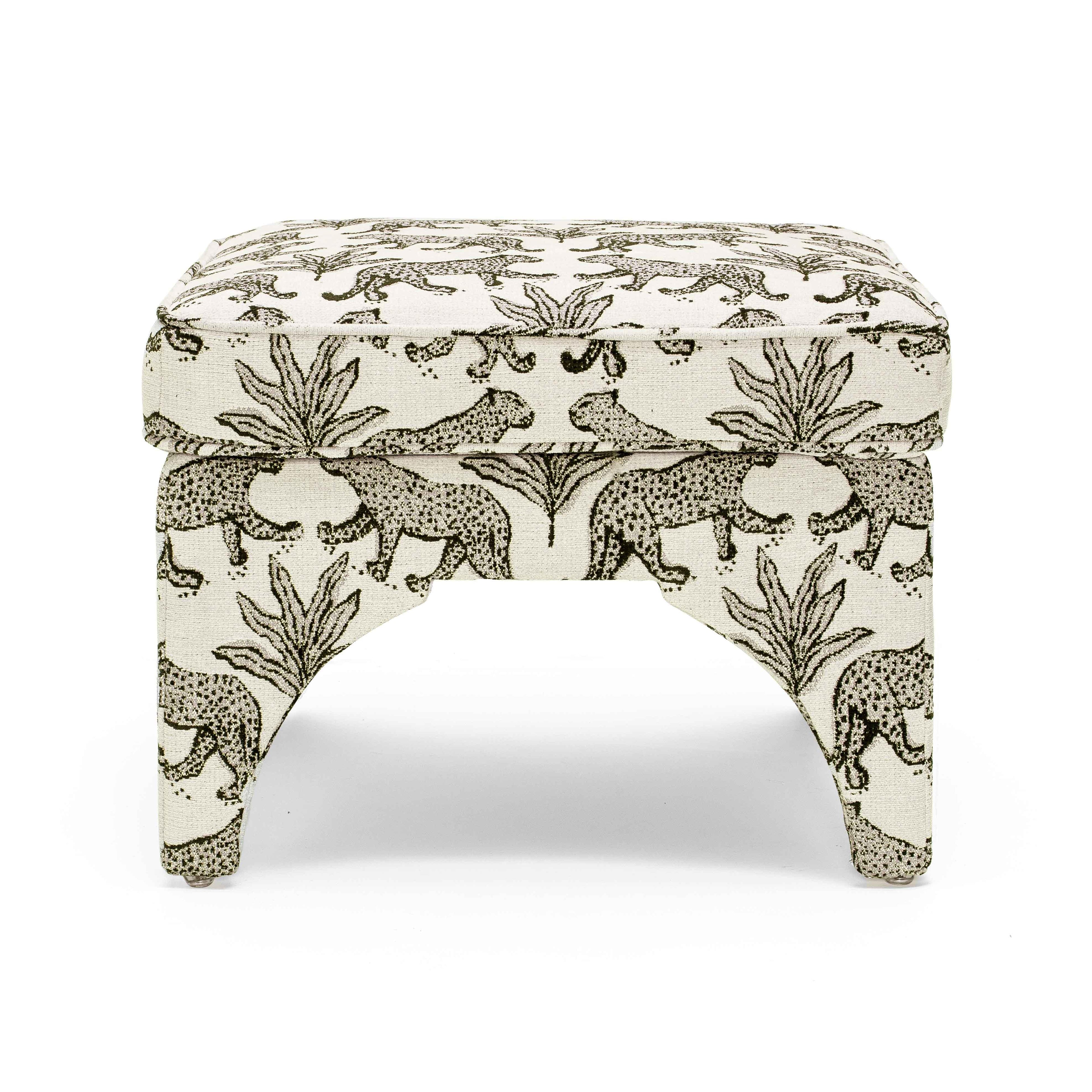 Raji Leopard Performance Jacquard Ottoman