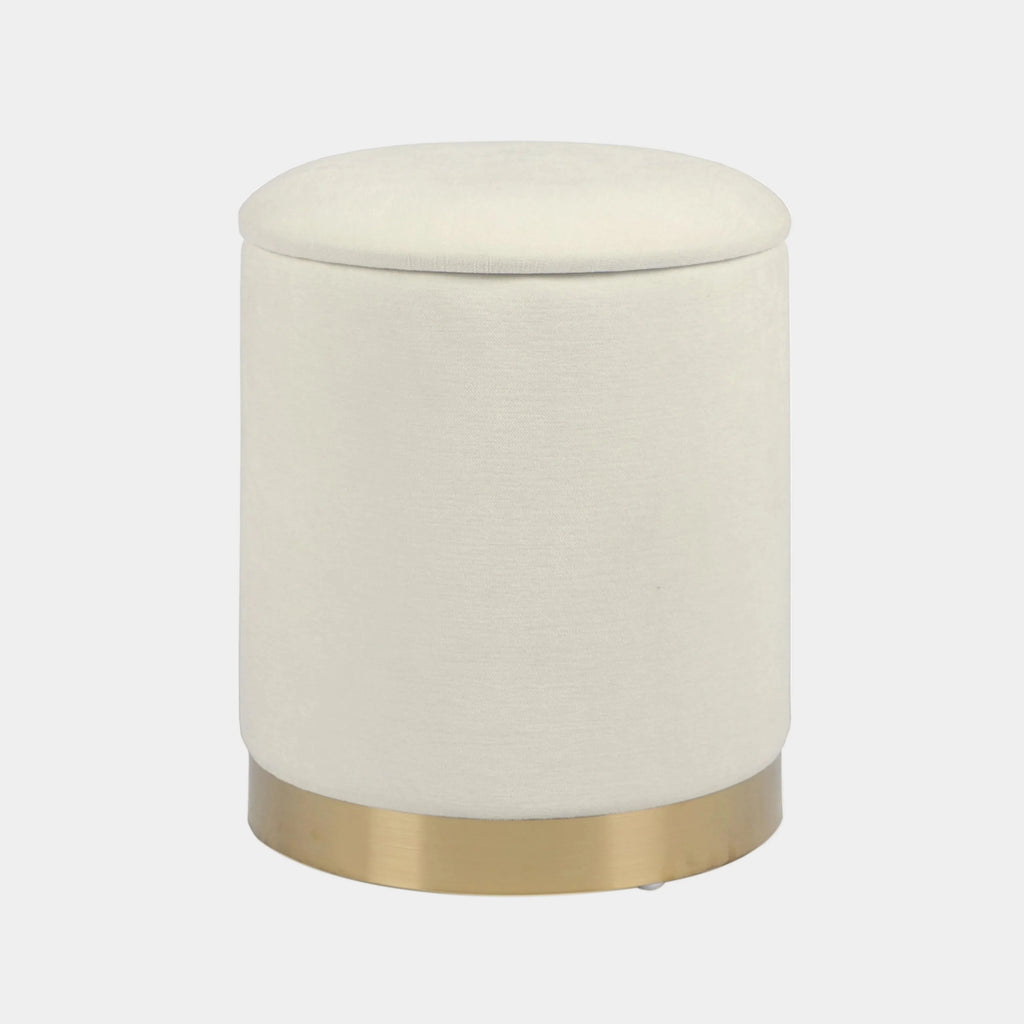 Zoe Cream Chenille Storage Ottoman