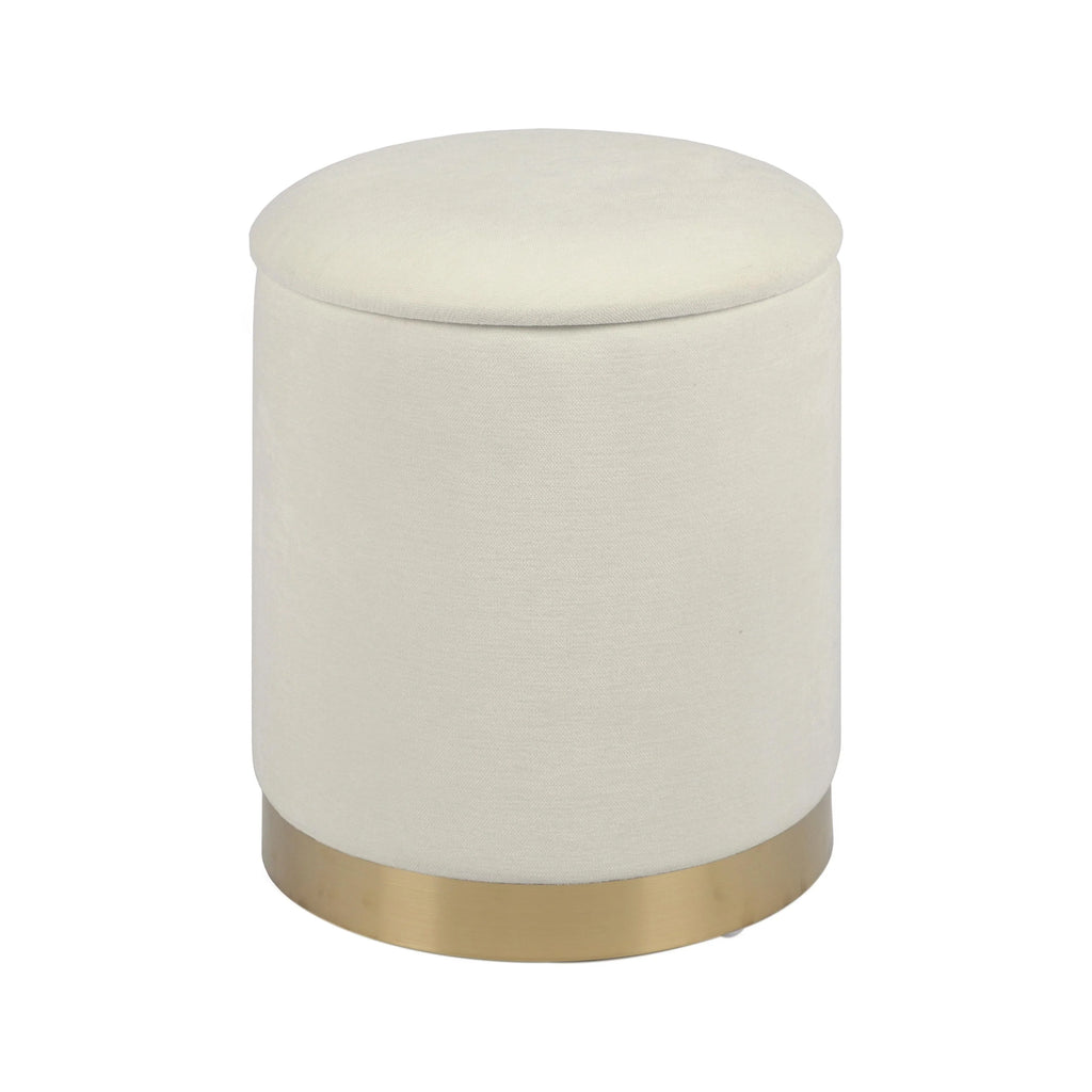 Zoe Cream Chenille Storage Ottoman