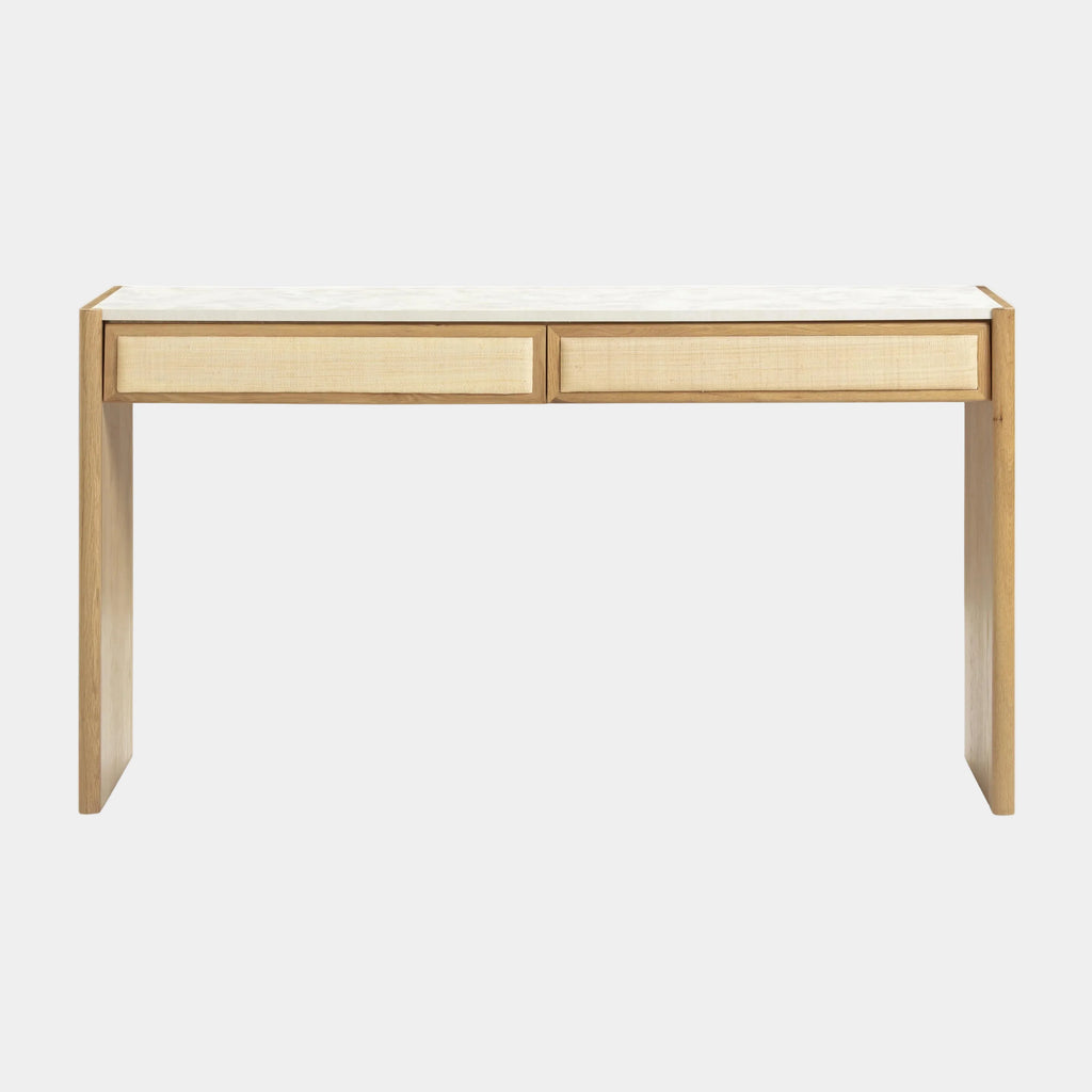 Paige 56" Natural Oak 2-Drawer Console Desk