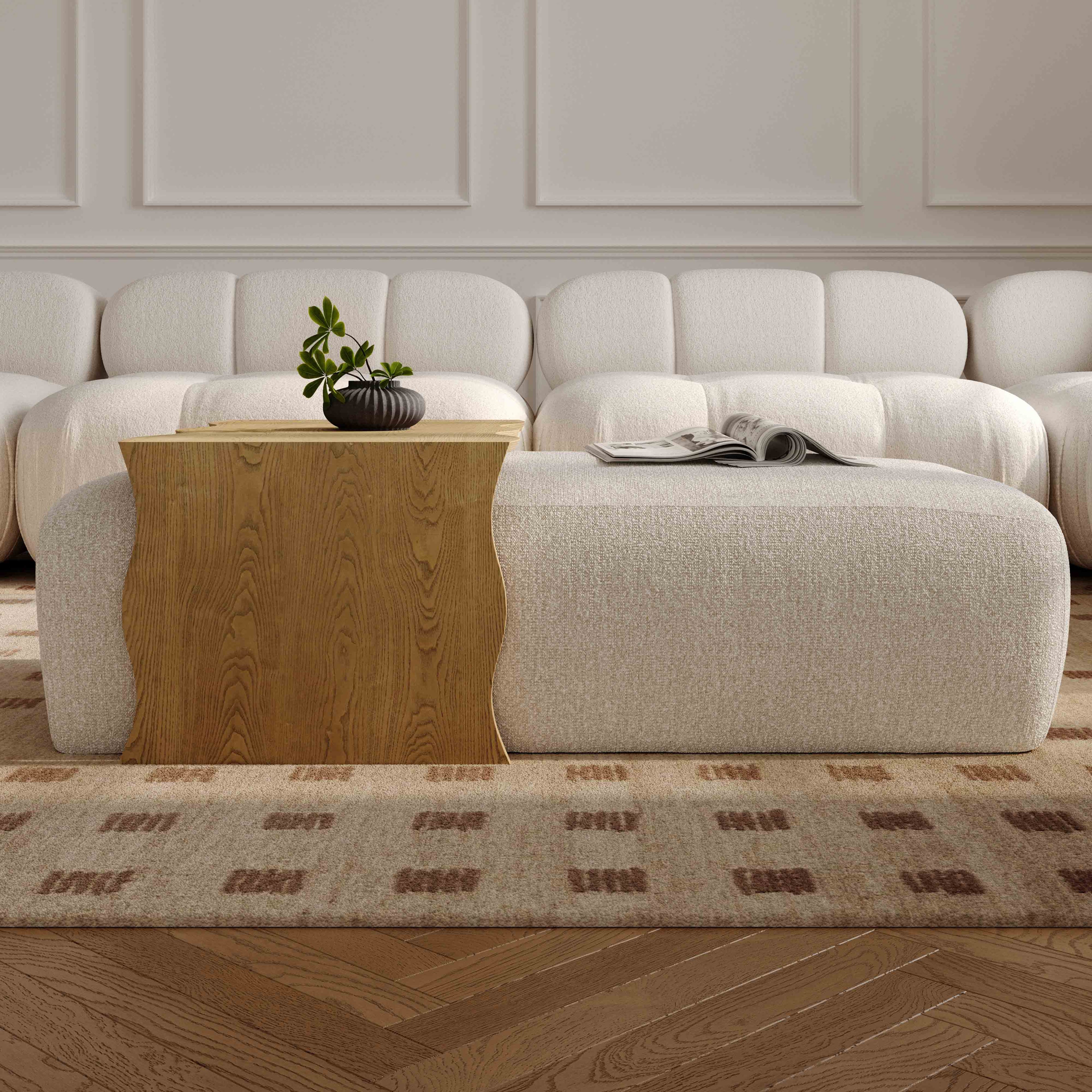 Spencer 54" Performance Basketweave Ottoman with Bridge Table