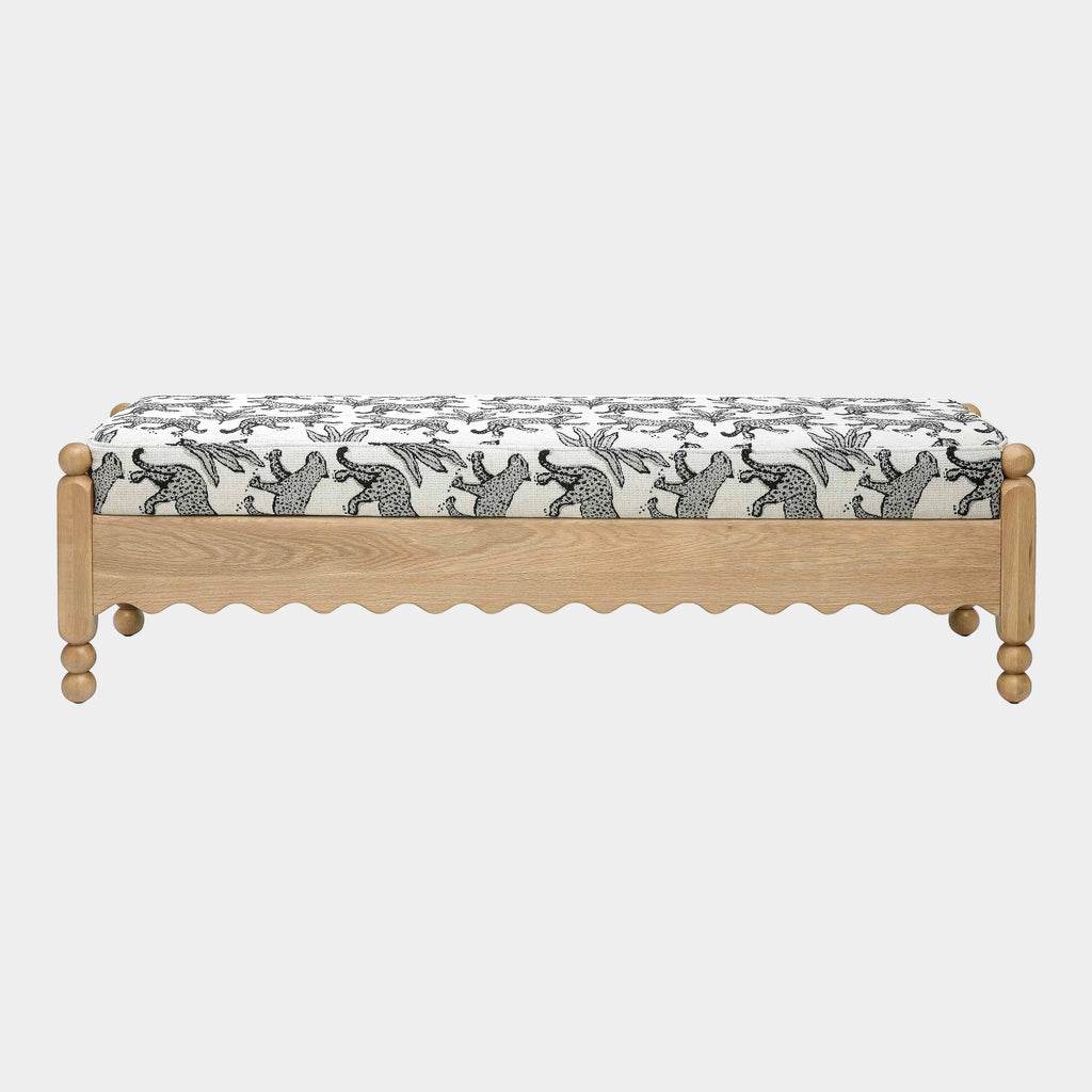Thelma 56" Leopard Performance Jacquard Fabric Bench
