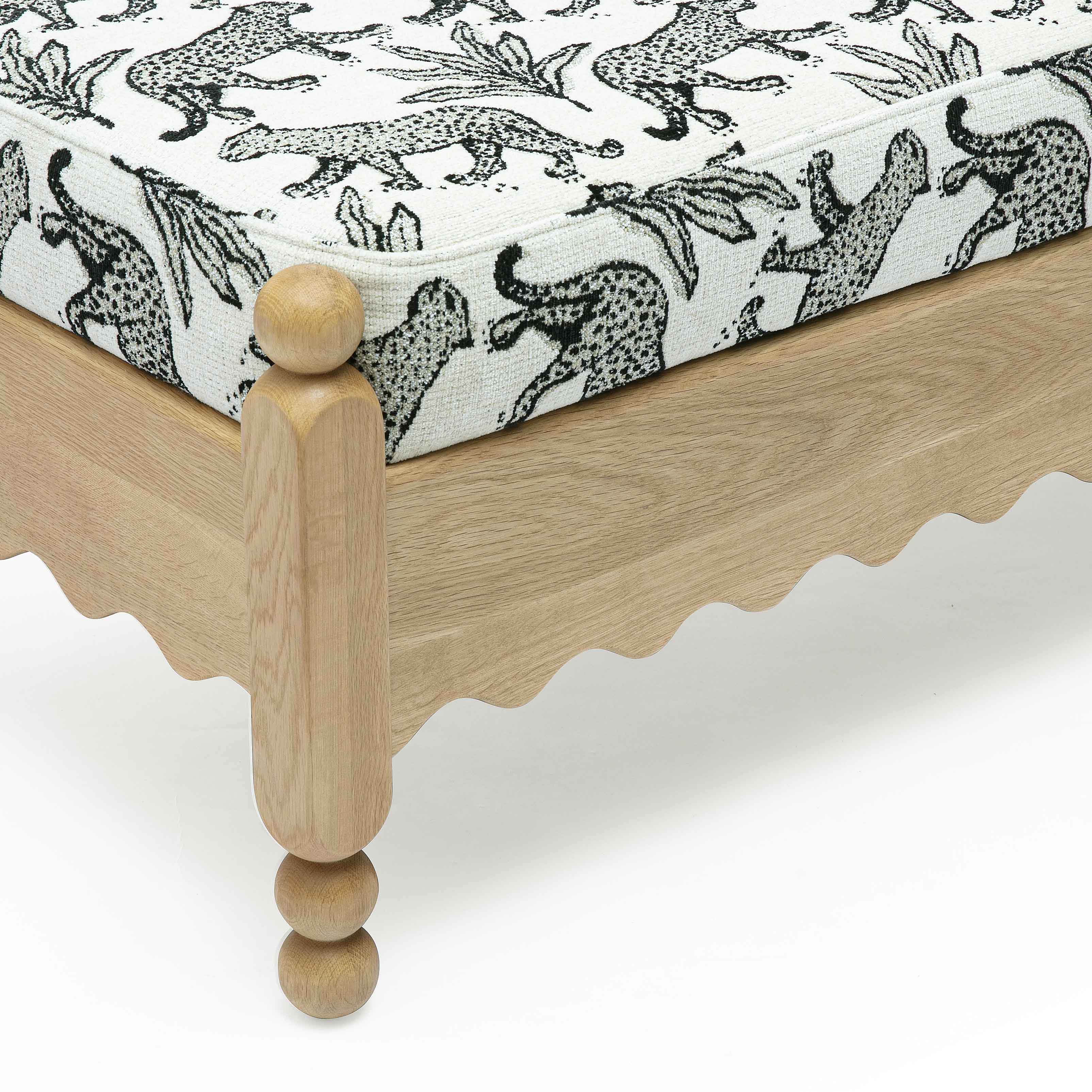 Thelma 56" Leopard Performance Jacquard Fabric Bench