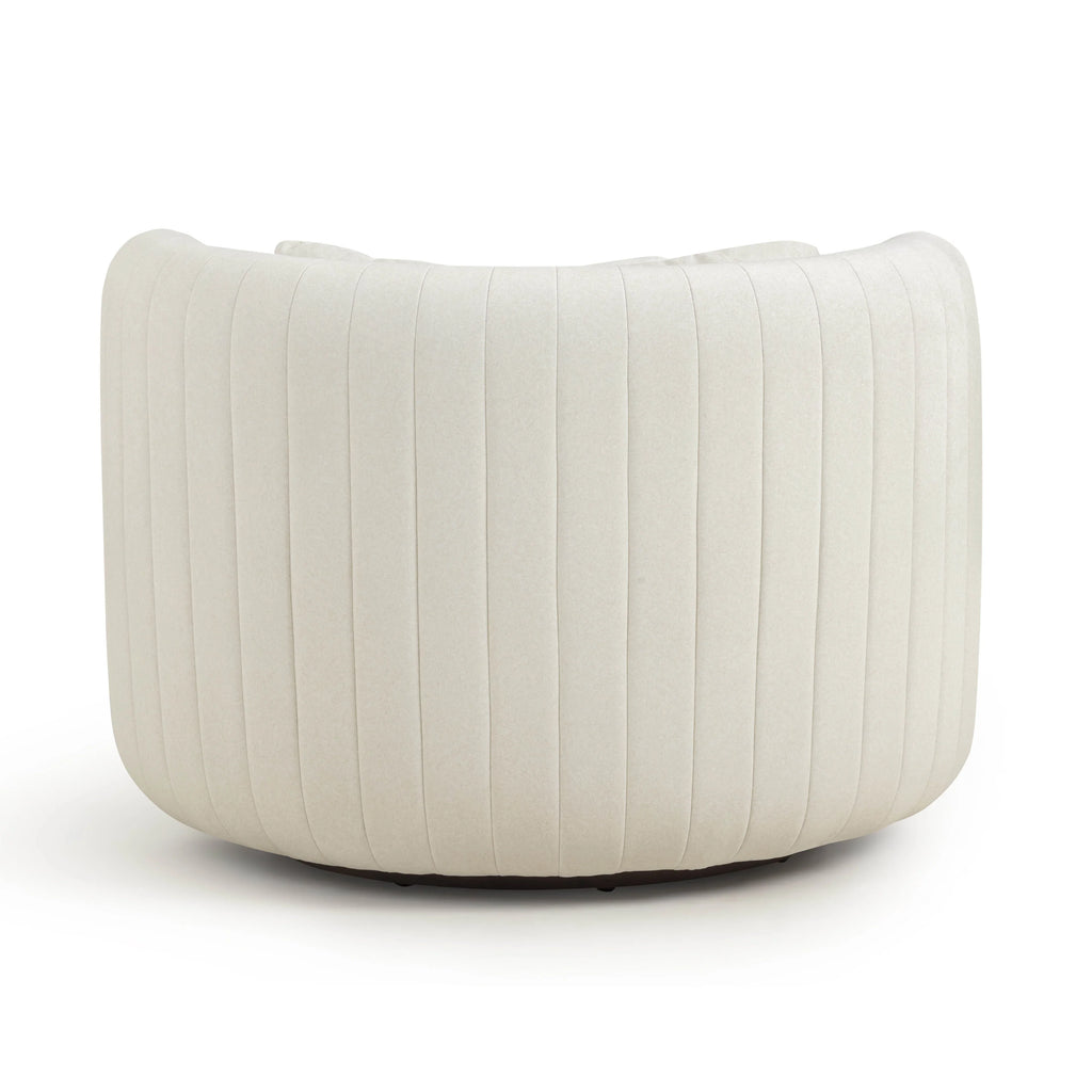 Nura Cream Performance Vegan Mohair Swivel Accent Chair