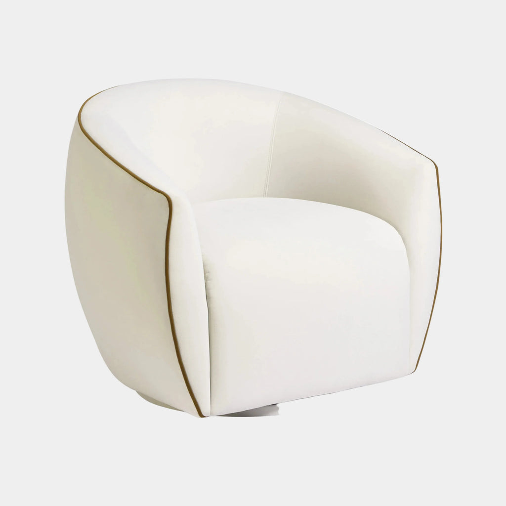 Jordan Contrast Piping Performance Velvet Swivel Accent Chair