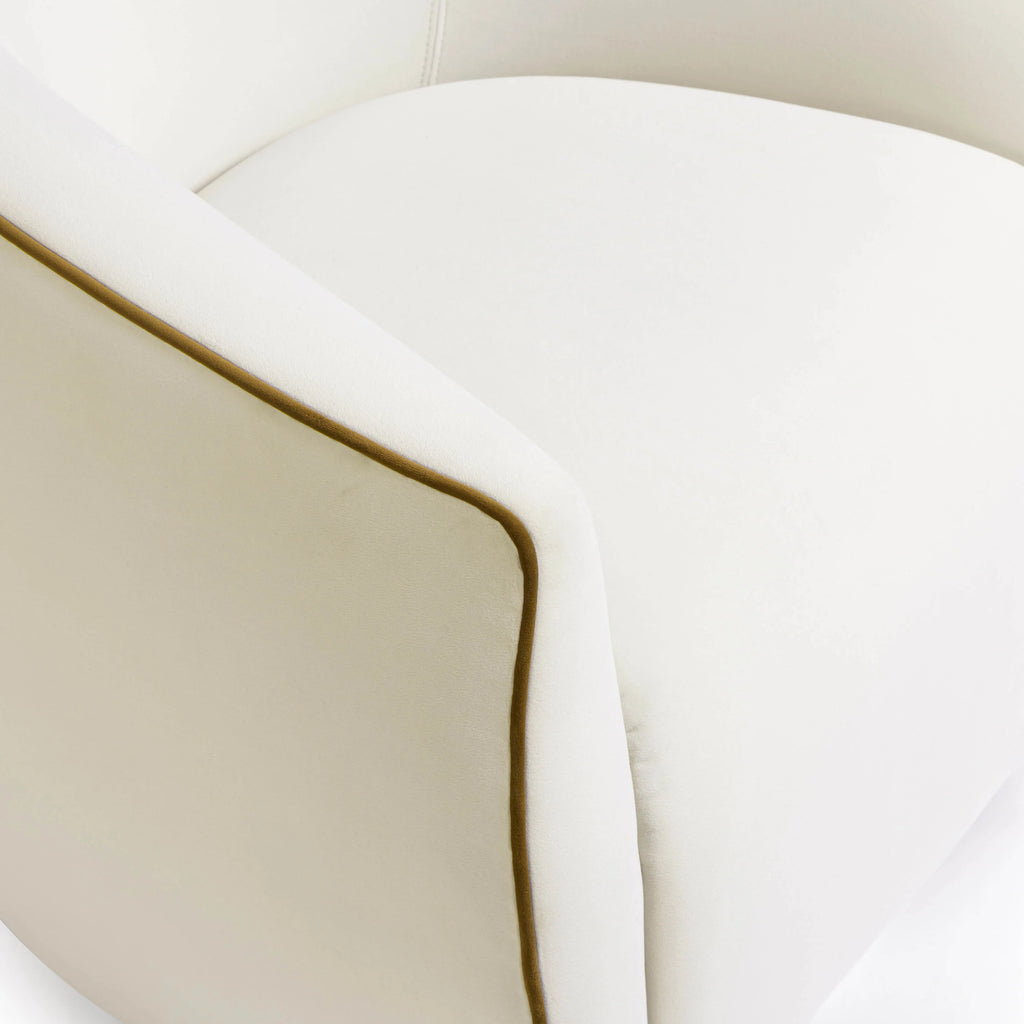 Jordan Contrast Piping Performance Velvet Swivel Accent Chair
