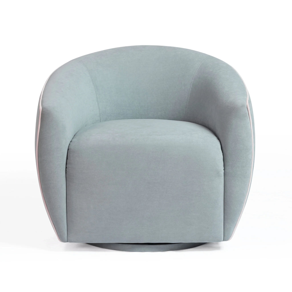 Jordan Contrast Piping Performance Velvet Swivel Accent Chair