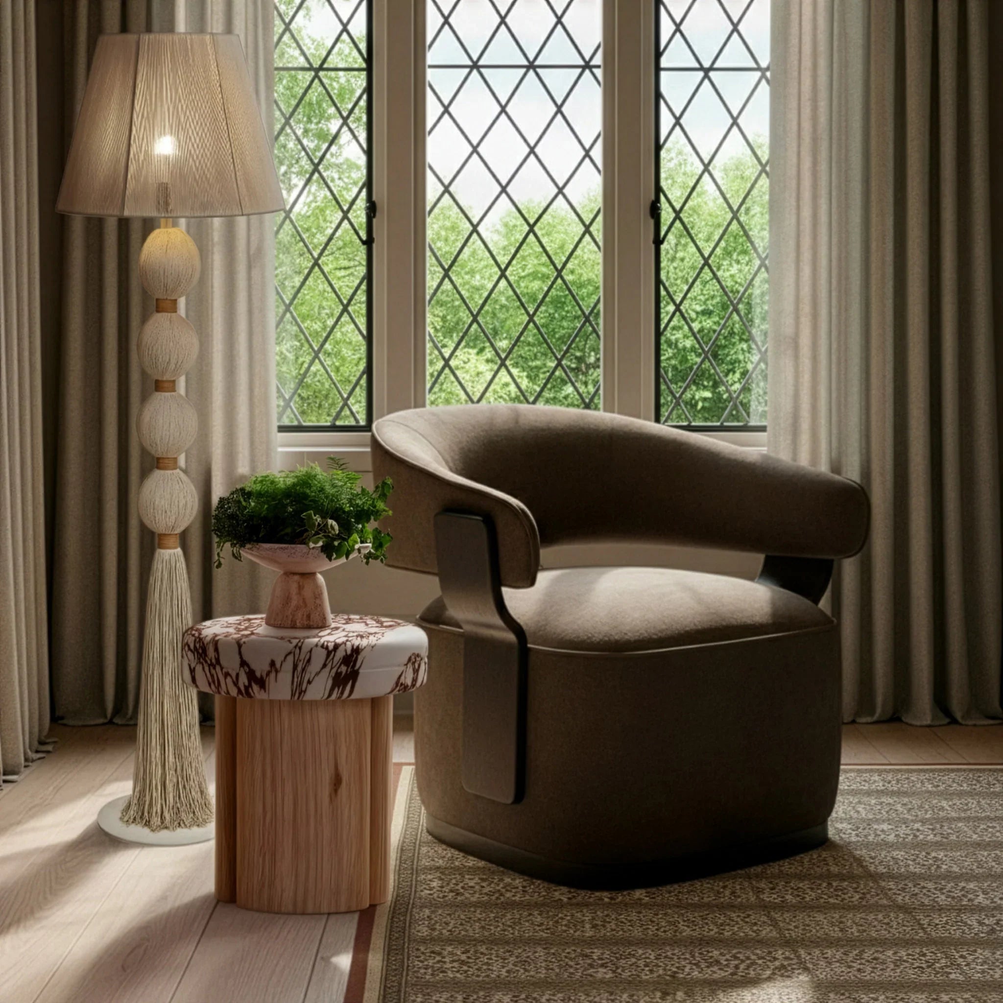 Madison Linen Performance Chenille Swivel Accent Chair