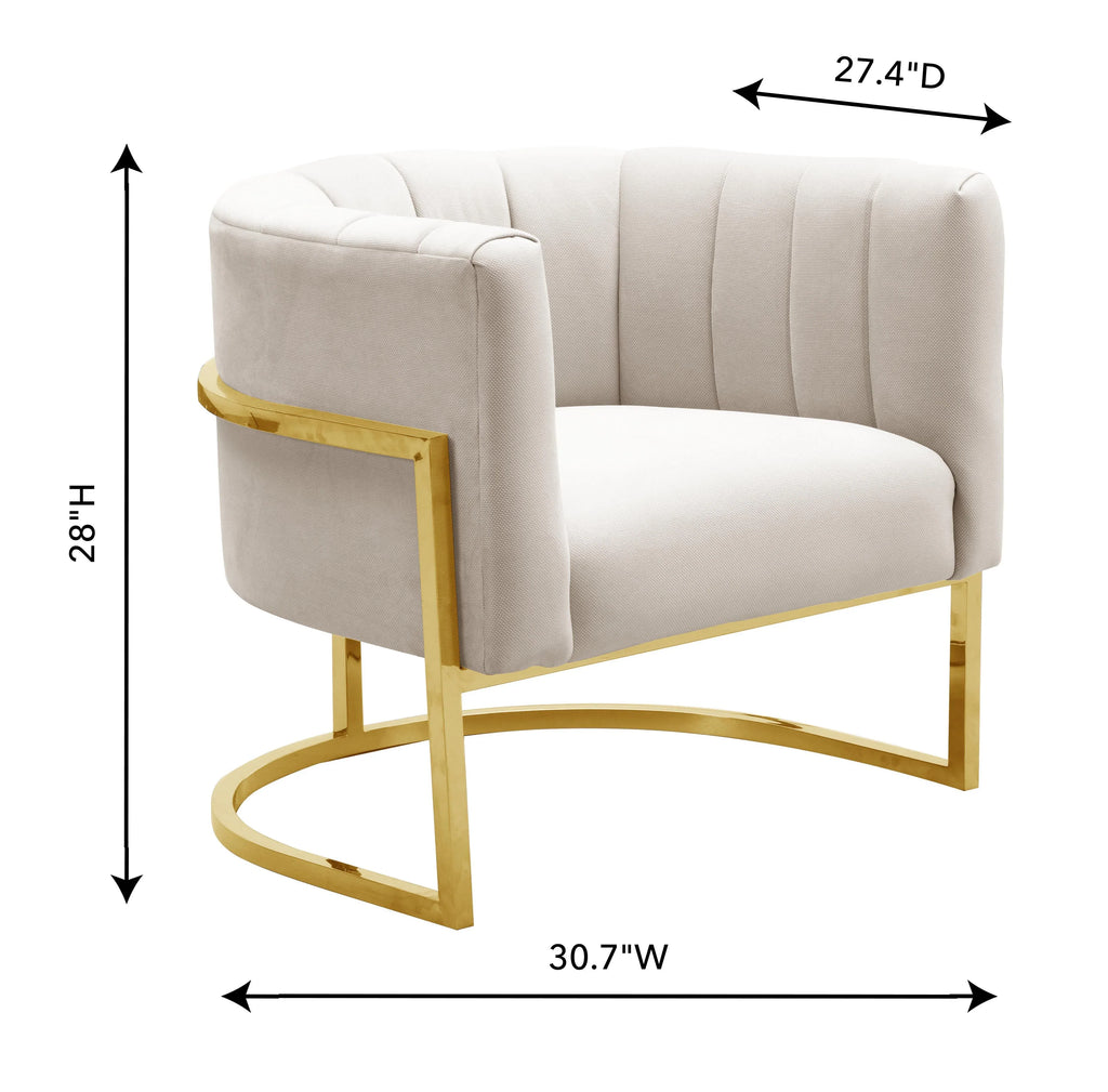 Magnolia Spotted Cream Performance Velvet Accent Chair