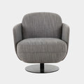 Solange Grey Textured Contract-Grade Weave Fabric Swivel Accent Chair