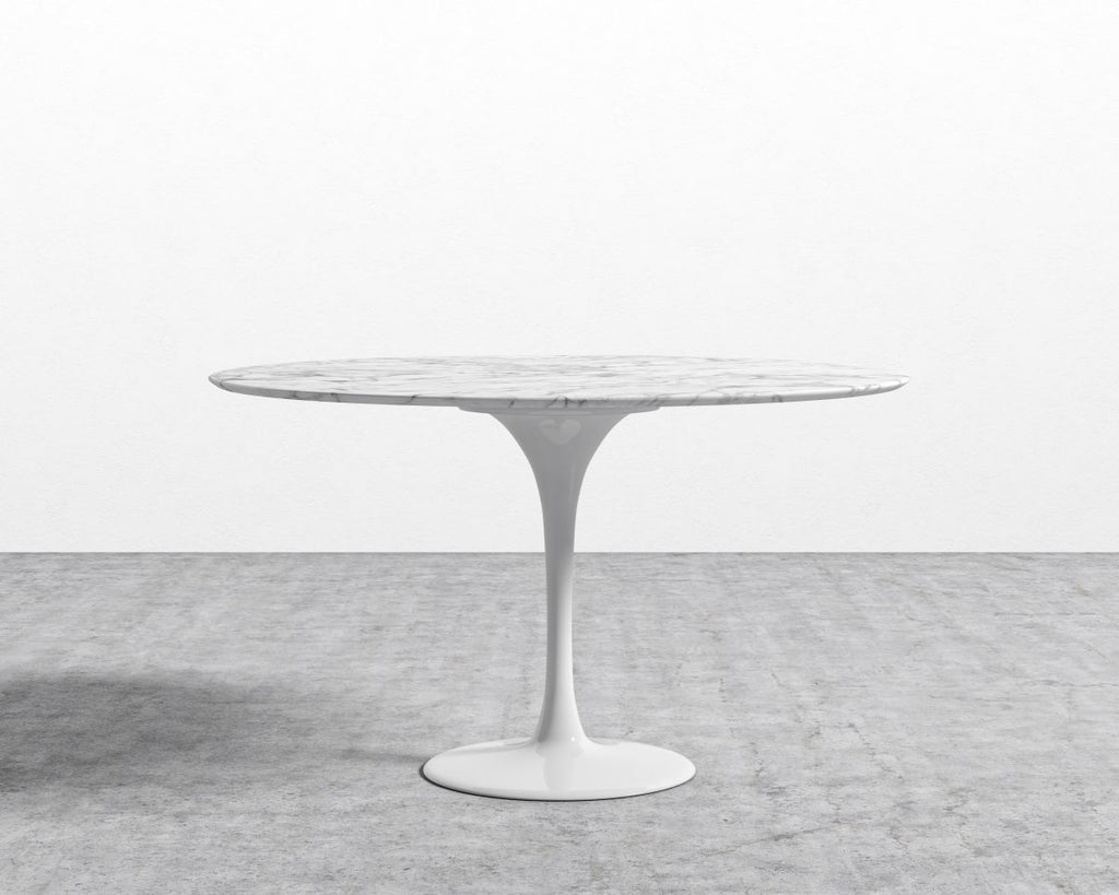 Tulip Table Round - Carrara White Marble