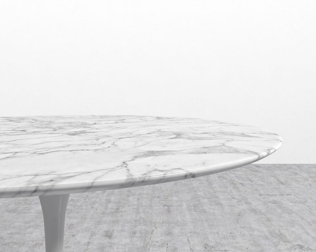 Tulip Table Round - Carrara White Marble