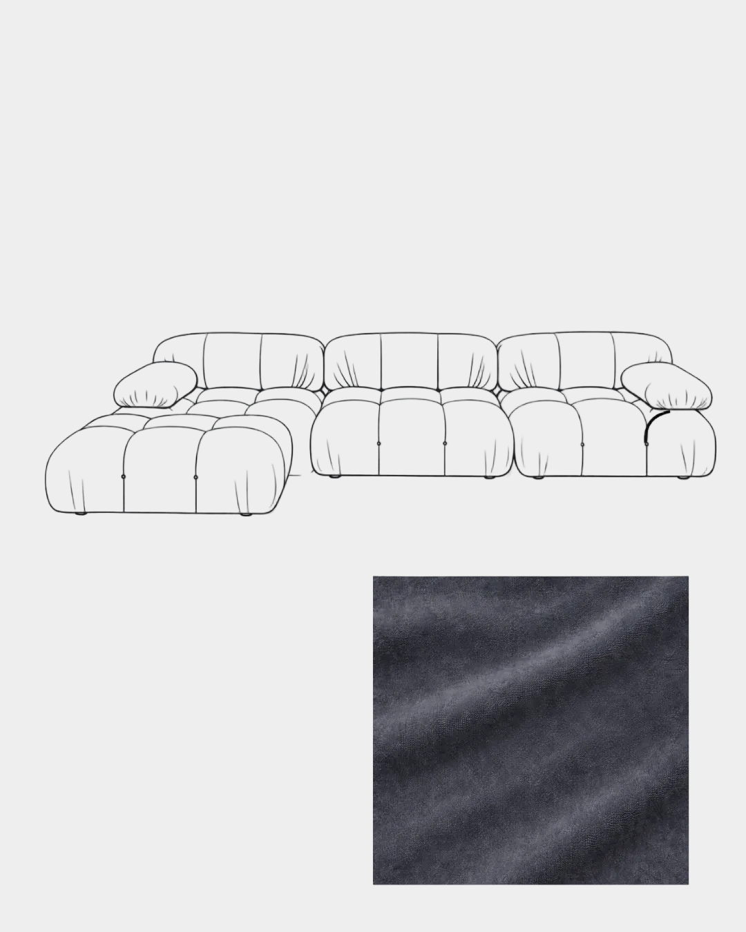 Mario Bellini Velvet Sofa with Ottoman