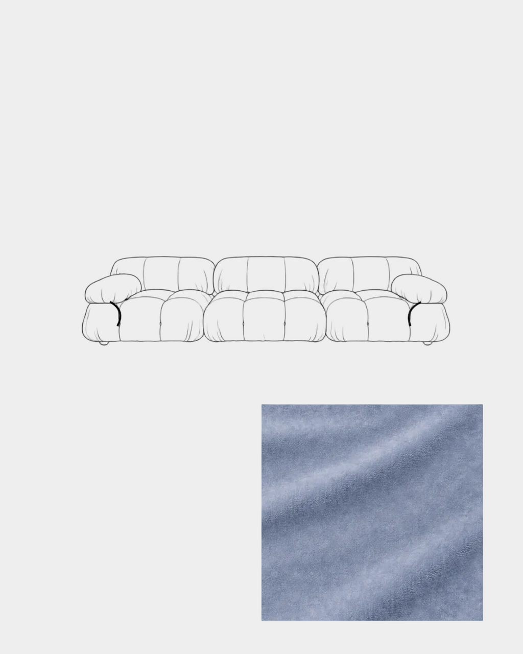 Mario Bellini Three-Seater Velvet Sofa