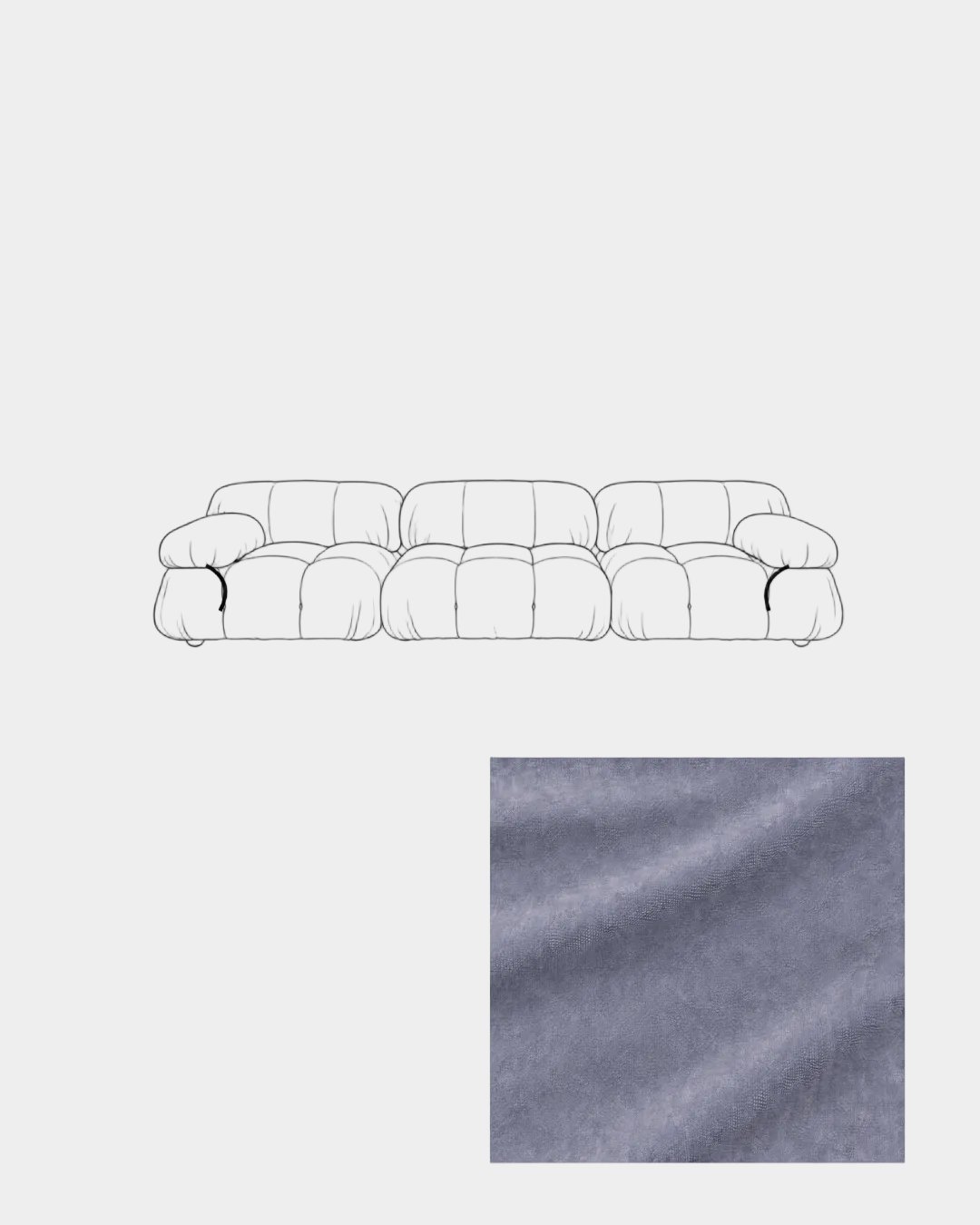 Mario Bellini Three-Seater Velvet Sofa