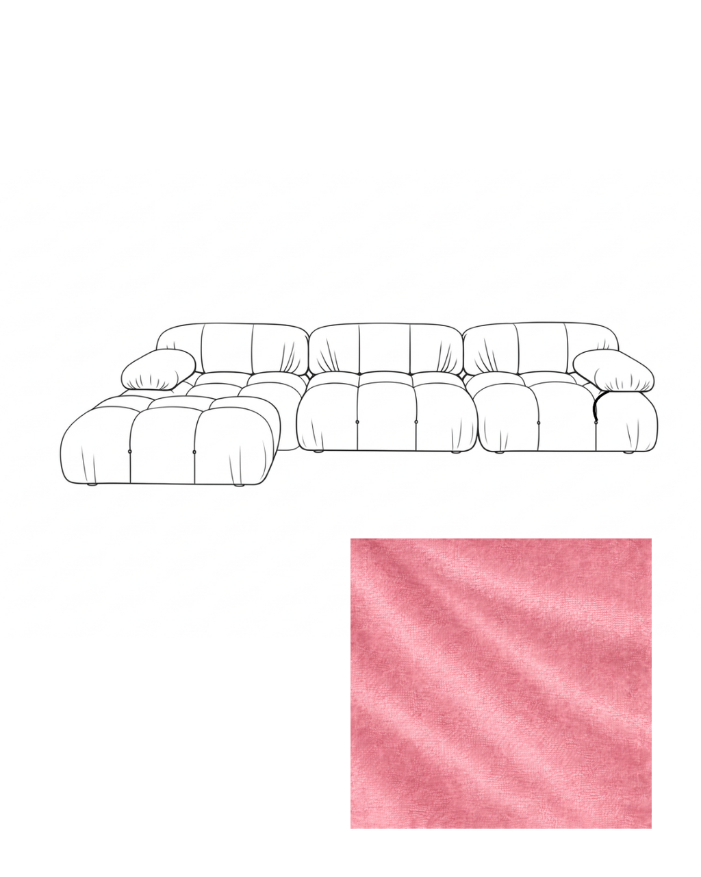 Mario Bellini Velvet Sofa with Ottoman