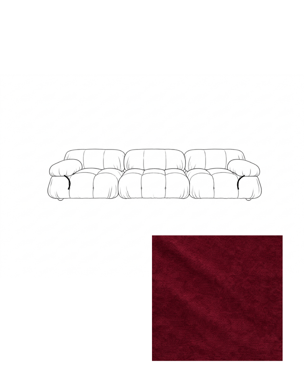 Mario Bellini Three-Seater Velvet Sofa