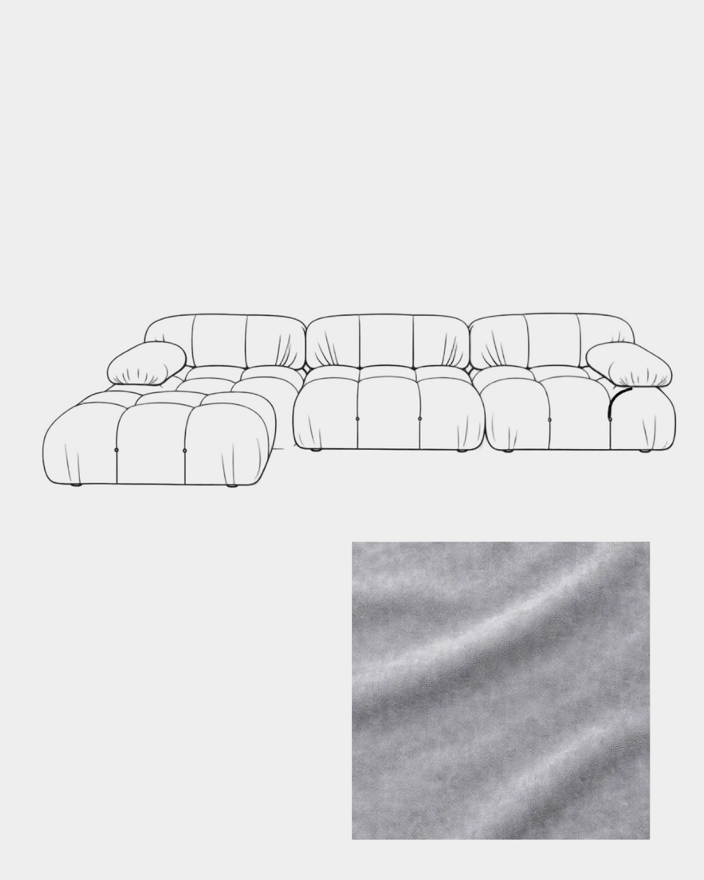 Mario Bellini Velvet Sofa with Ottoman