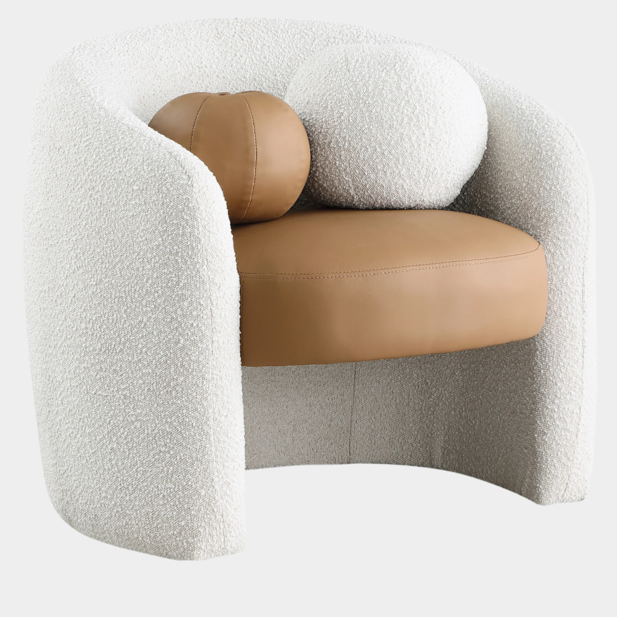 Acadia Boucle Fabric Upholstered And Vegan Leather Upholstered Accent Chair