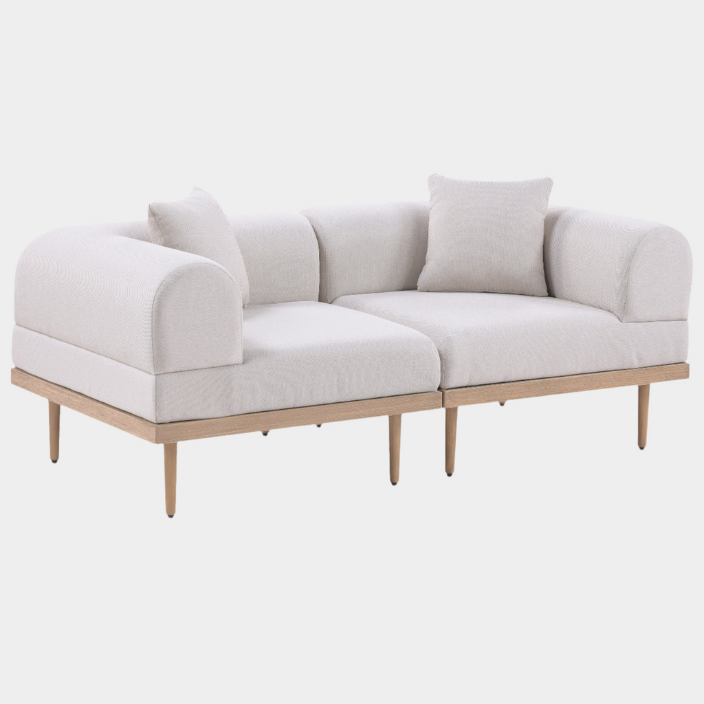 Laguna Resilient Water Resistant Fabric Upholstered Outdoor Patio 2pc. Modular Loveseat