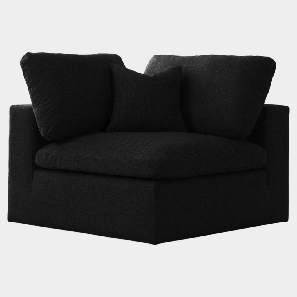 Serene Linen Textured Fabric Upholstered Deluxe Comfort Modular Corner Chair