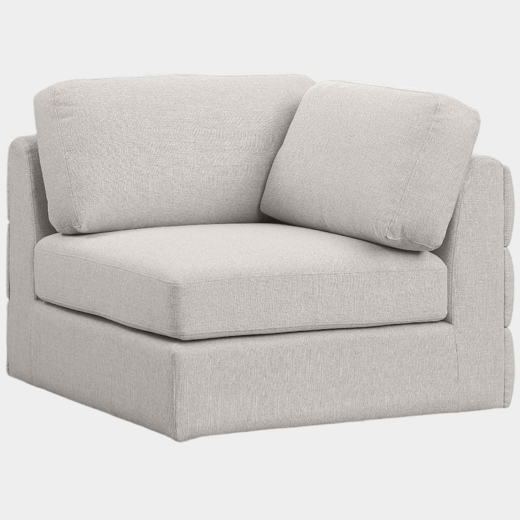 Beckham Linen Textured Fabric Upholstered Corner Modular Chair