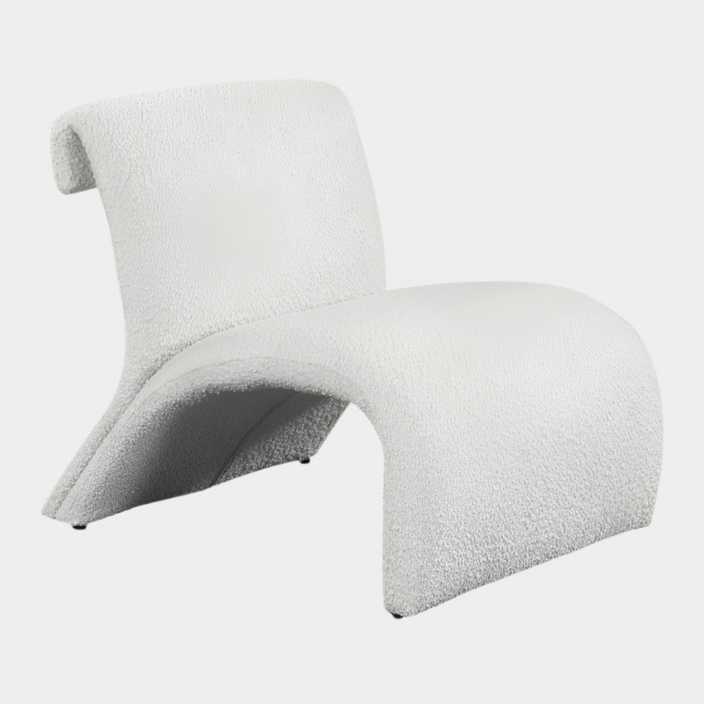 Mulberry Boucle Fabric Upholstered Accent Chair
