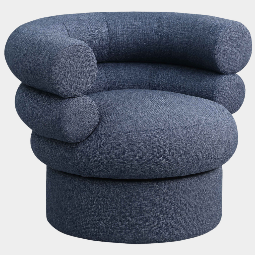 Valentina Linen Textured Fabric Upholstered Swivel Accent Chair