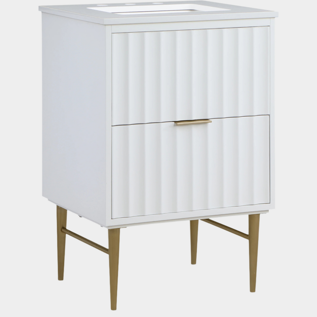 Modernist Engineered Stone Top And Solid Wood Base (brushed gold) Bathroom Vanity